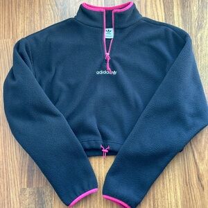 Adidas Fleece Black Magenta Sweater Zip Sport